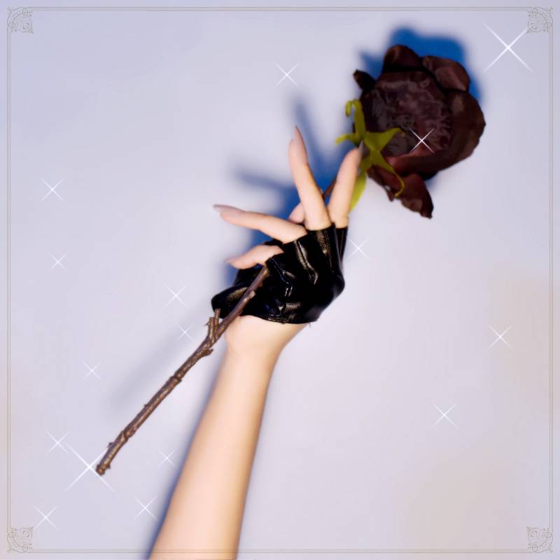 钢管舞表演手套 半截机能跳舞哥特jk半指半掌露指辣妹执事皮手套女