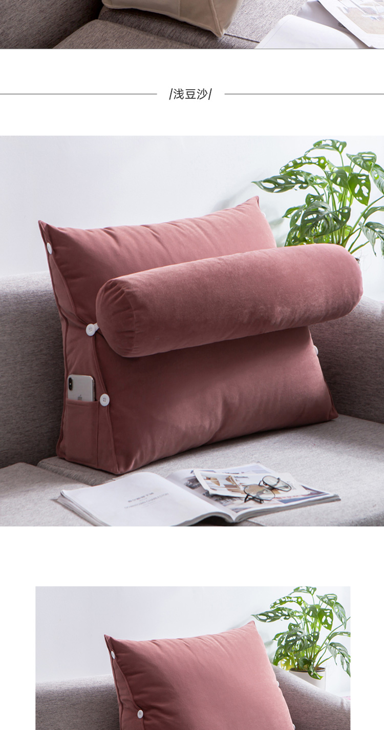 床头靠背垫榻榻米靠枕飘窗靠垫办公室抱枕床上沙发垫腰枕xf臻绒藏青色