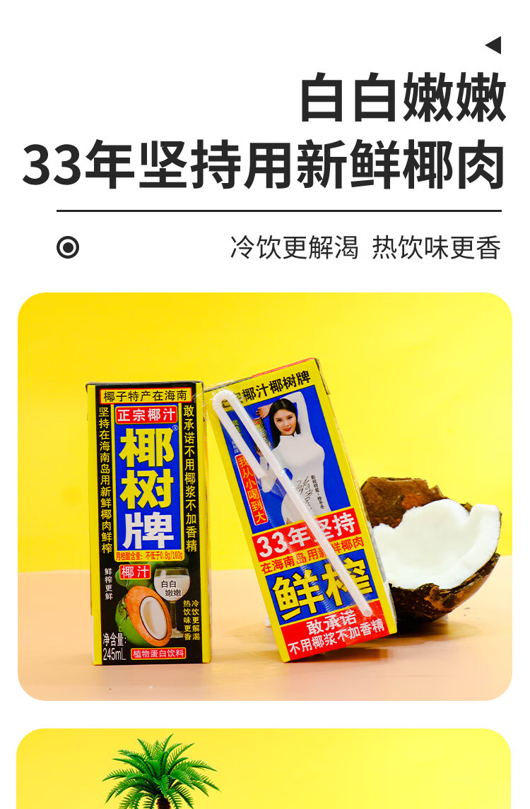 特产椰子汁水植物椰奶果汁饮料整箱 【椰果椰汁】245ml×24罐【图片