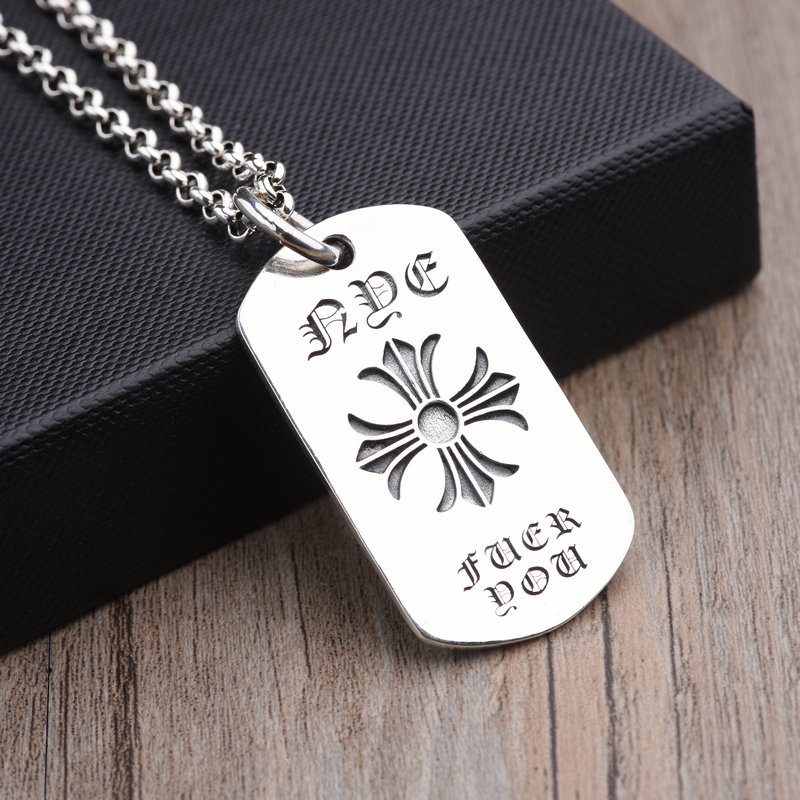 925克罗心吊牌十字架军牌吊坠男泰银潮百搭项链女毛衣链挂坠宜炫 70