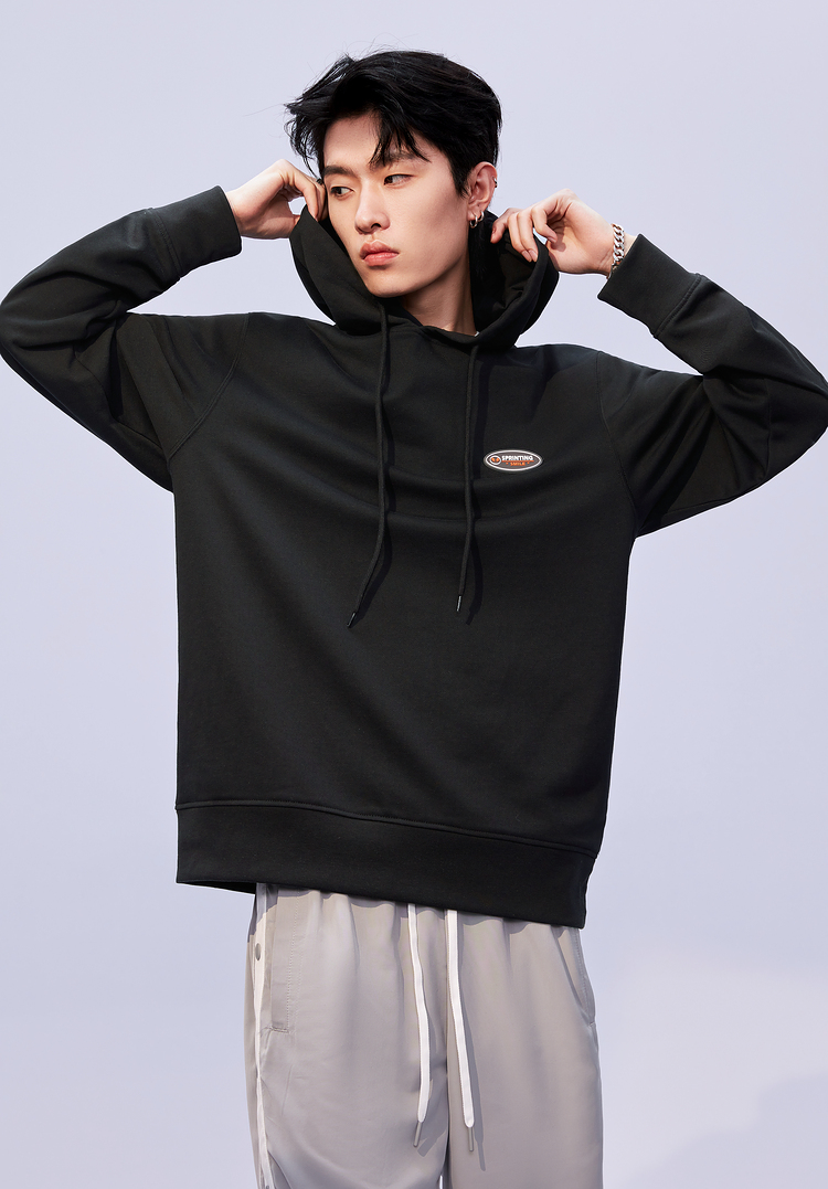 hla海澜之家卫衣男春季新品抽绳连帽胸前立体小标柔软上衣hnzww1u003a