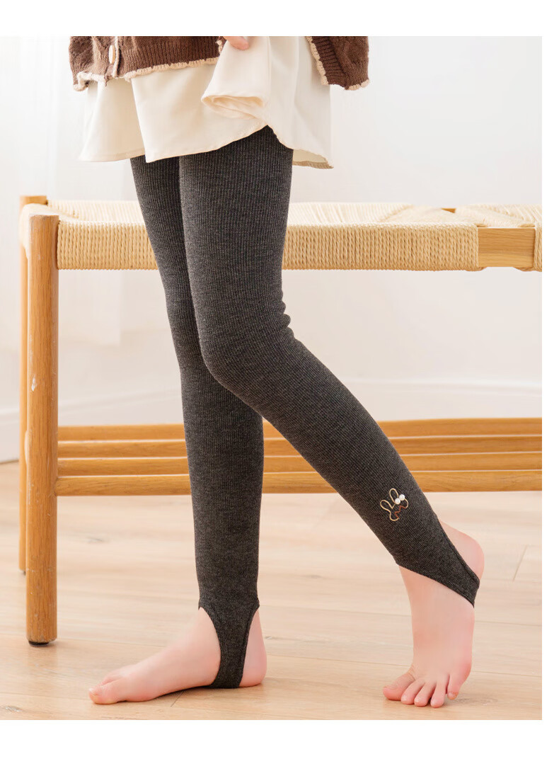 子穿的秋冬竖条螺纹一体裤踩脚裤子儿童中大童学生加绒加厚内搭连裤袜