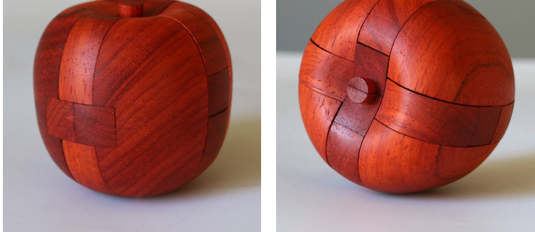 鲁班锁檀木红木苹果形状生日圣诞平安夜礼物文玩摆件刻字sn0025红花梨