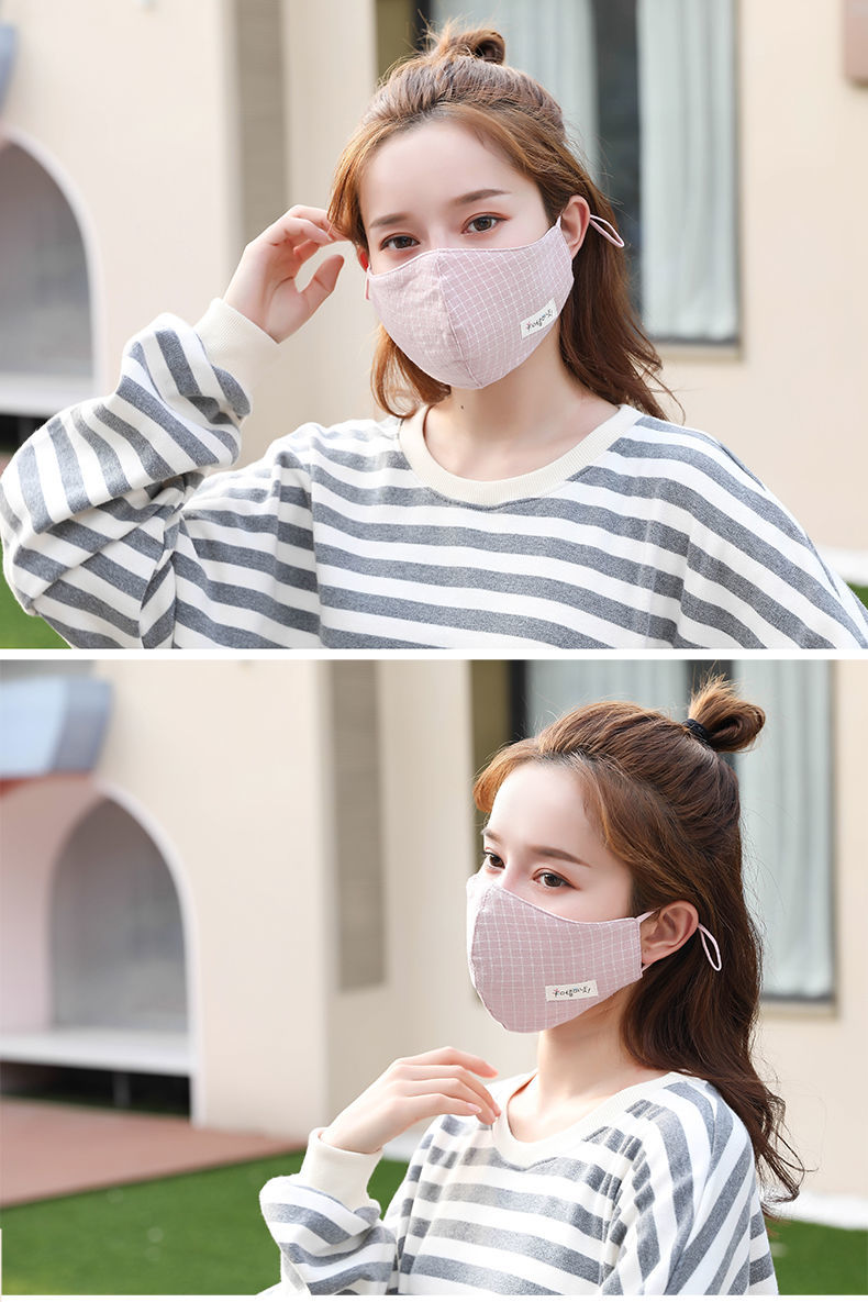 xpmr新品骑电车保暖棉口罩口罩秋冬季韩版可爱格子防风防寒保暖布可