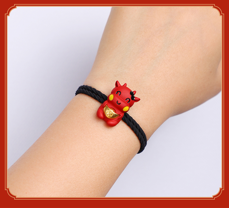 牛年红绳本命年礼物红手绳手链女男属牛新年转运金牛编织红色饰品四个