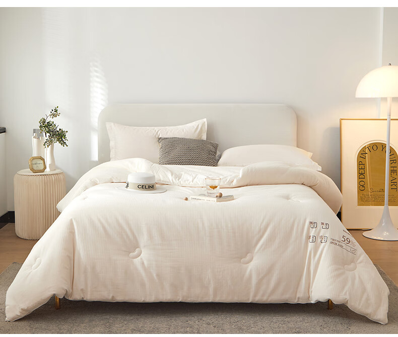 (59大豆)李官奇华夫格肌理纹全棉大豆纤维被纯棉大豆加厚冬被 华夫格