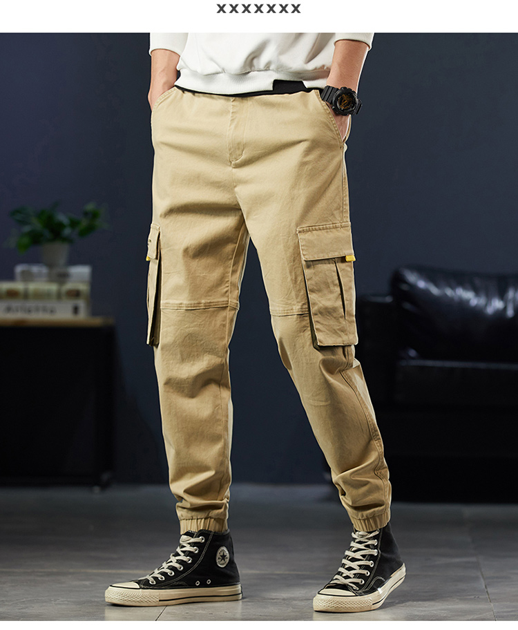 男装 休闲裤 杜阅(duyue) 以沌纯色工装裤男春季宽松束脚裤子休闲长裤