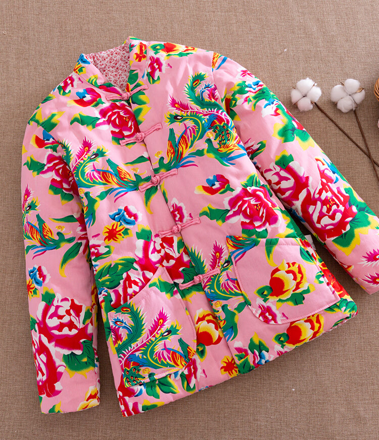 东北大棉袄手工碎花棉服女保暖外套女士加厚红棉衣花棉袄红色m码建议