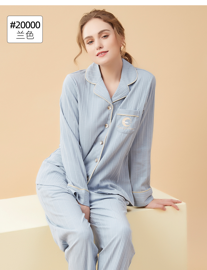 意大莱2021新款睡衣女春秋长袖纯棉家居服波点大码全棉套装冬季 2000