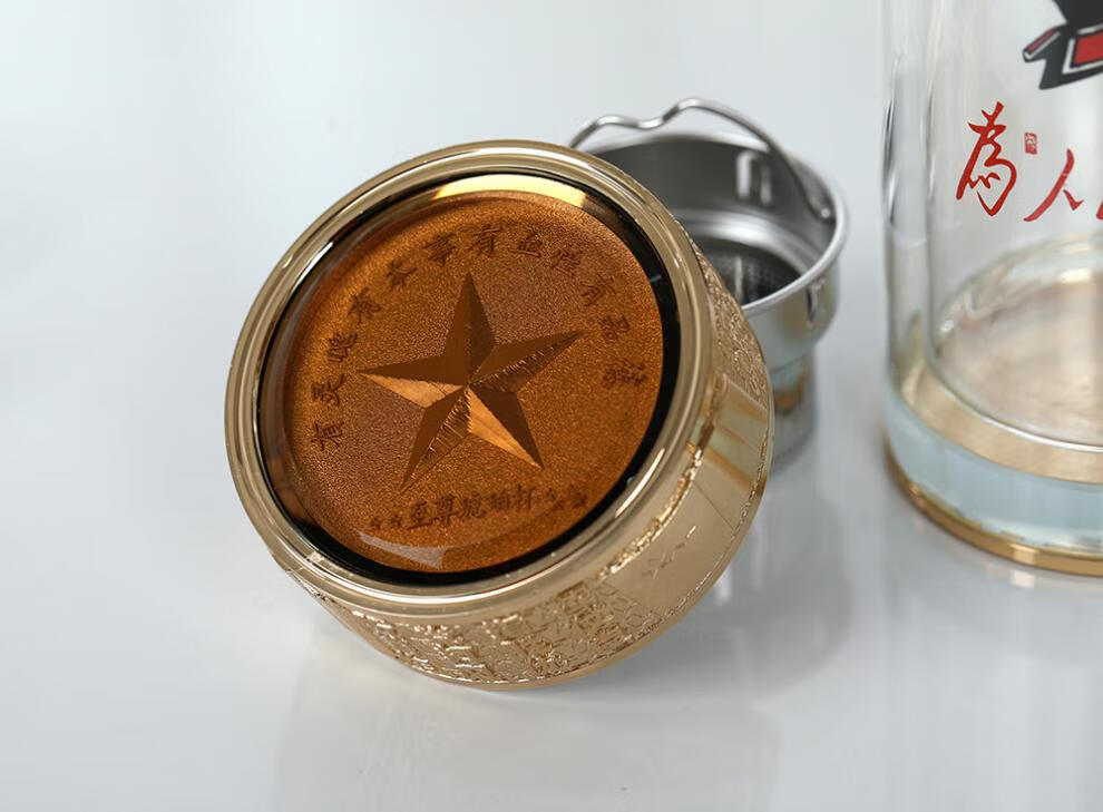 将军玻璃水杯双层隔热车载创意复古军旅退伍纪念战友情怀茶杯 五星