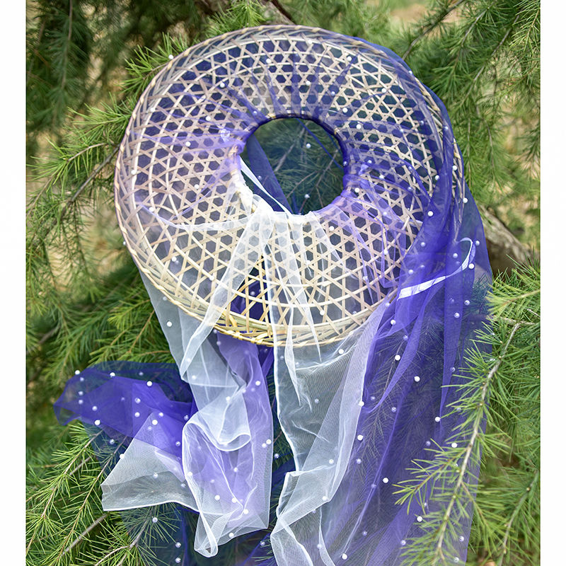 心墨染新品面纱古风古装帽子面纱斗汉服帽子女斗笠古风流苏水晶帘帷幕