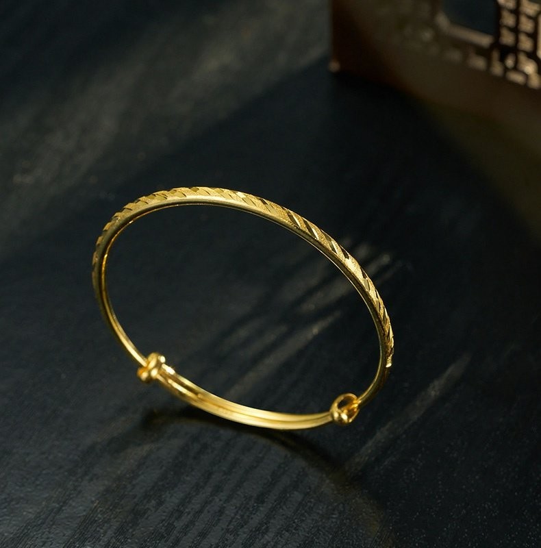 老凤祥款式迎彩钻足金999黄金推拉手镯子实心手环女黄金手饰礼物经典