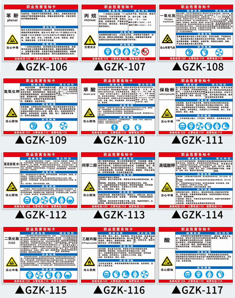 職業病危害告知牌卡危險化學品公告欄粉塵衛生警示告知卡標識噪聲噪音