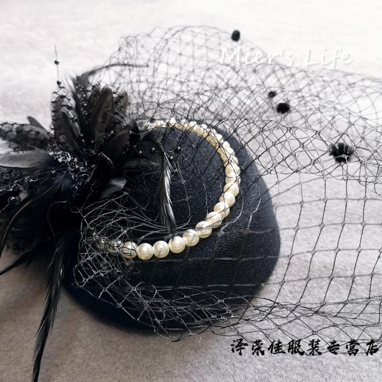 新娘网纱帽名媛旗袍配饰民国风面纱小礼帽女儿童走秀晚宴礼服头饰