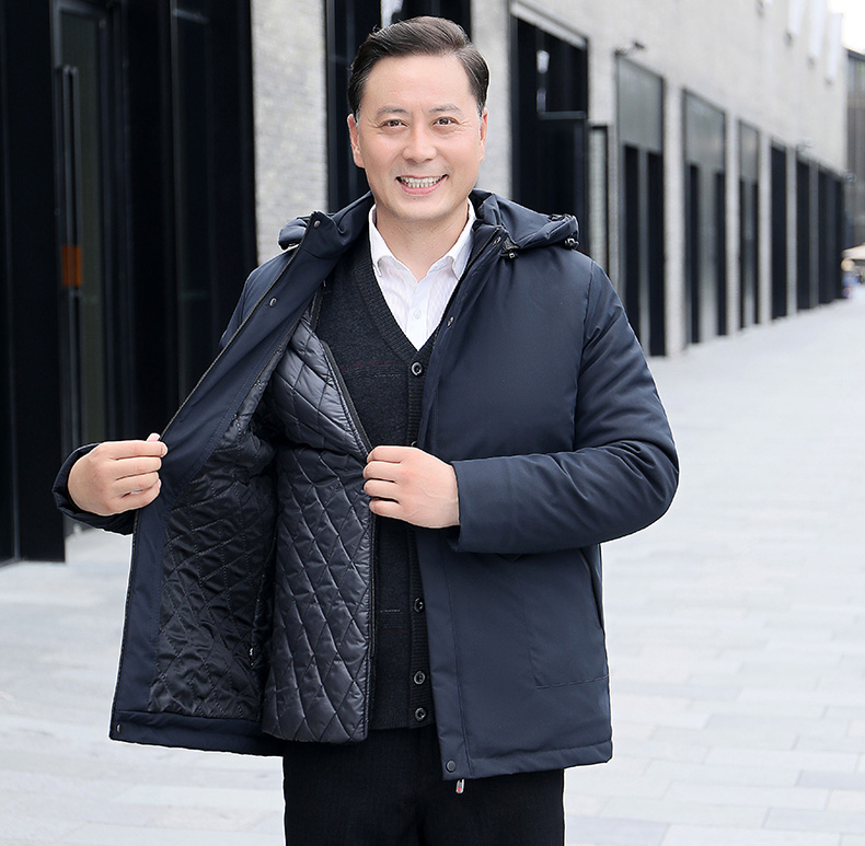 登森图中老年人穿的爸爸羽绒服4050岁短款冬装外套男中男装春秋新款