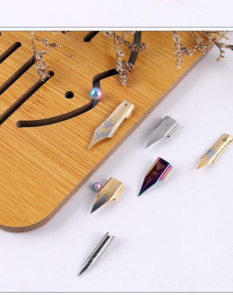 钢笔笔尖通用钢笔头毕加索等通用笔尖小学生包尖美工尖 镀金大明尖(弯