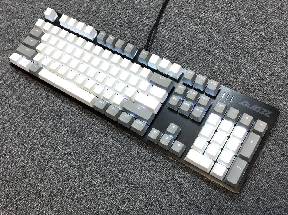 黑爵ak35i机械战警粉色白光青轴混光跑马灯游戏机械键盘 浅灰色 三星