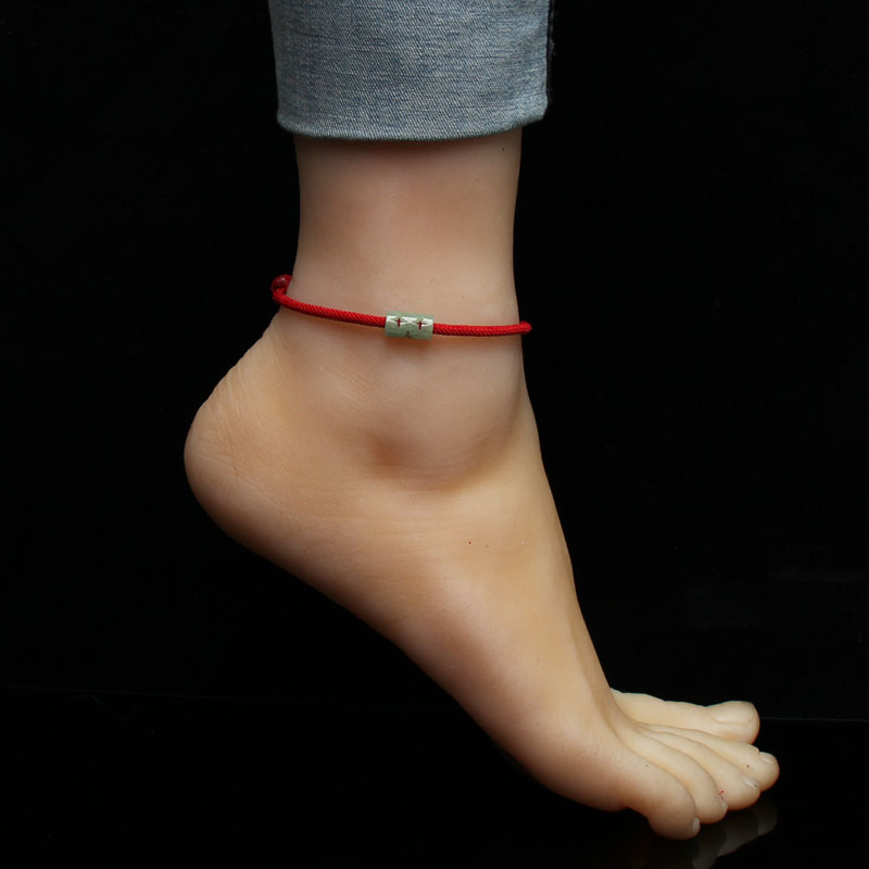 苛鱼男生脚绳脚链珠米兰线加粗红脚绳情侣款男女本命年平安 咖啡绳绳