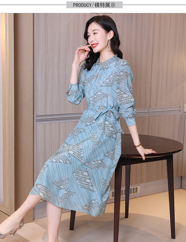 aosijie轻奢品牌女装 圆领真丝连衣裙女2021春夏新款韩版休闲气质波点