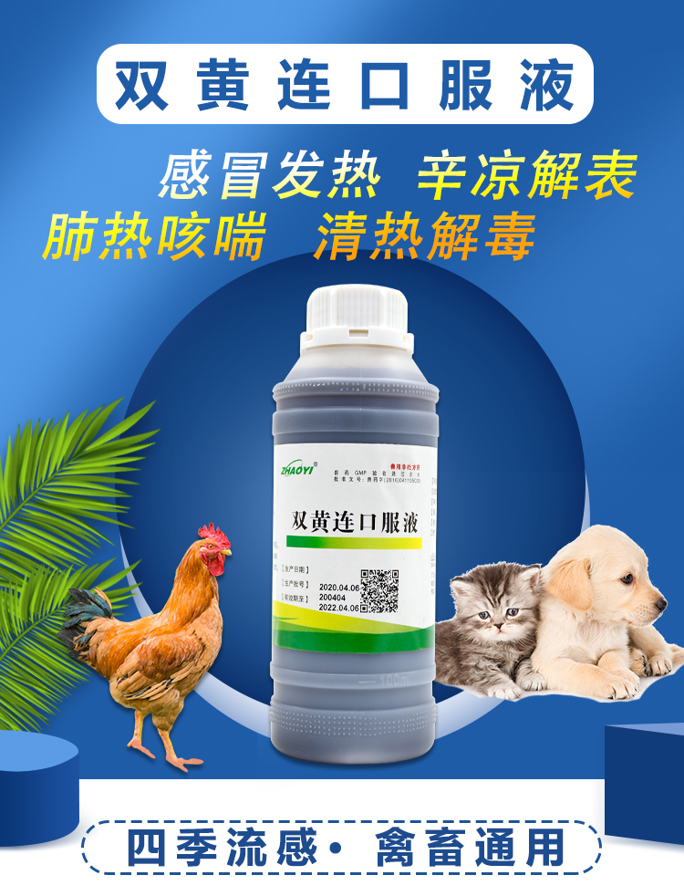 双黄连兽药双黄连口服液兽用鸡鸭鹅禽猪牛羊呼吸道抗病毒清瘟【图片