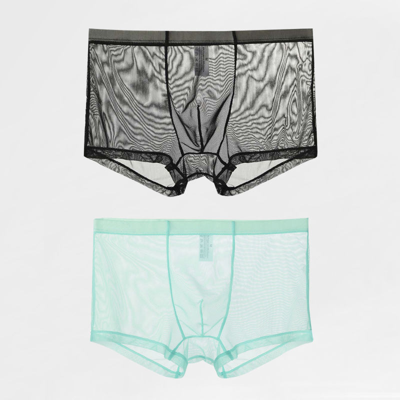 男士内裤男全透明平角大码中腰性感u凸网纱贴身囊袋裤头情趣情趣内衣