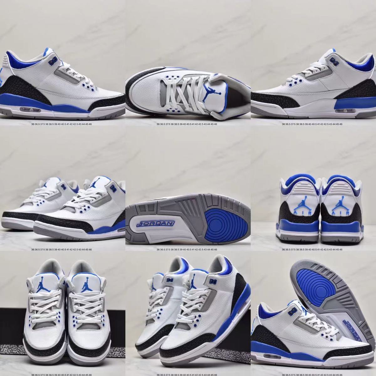 aj3乔3代藤原浩北卡蓝火焰红篮球鞋男小湖人黑水泥白手稿女情侣鞋纯白