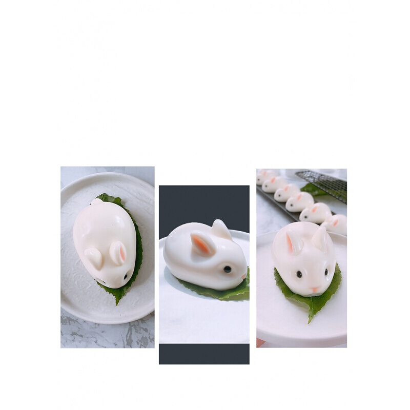 小兔子模具 钵仔糕兔子模具硅胶果冻布丁白凉粉网红立体卡通小白兔