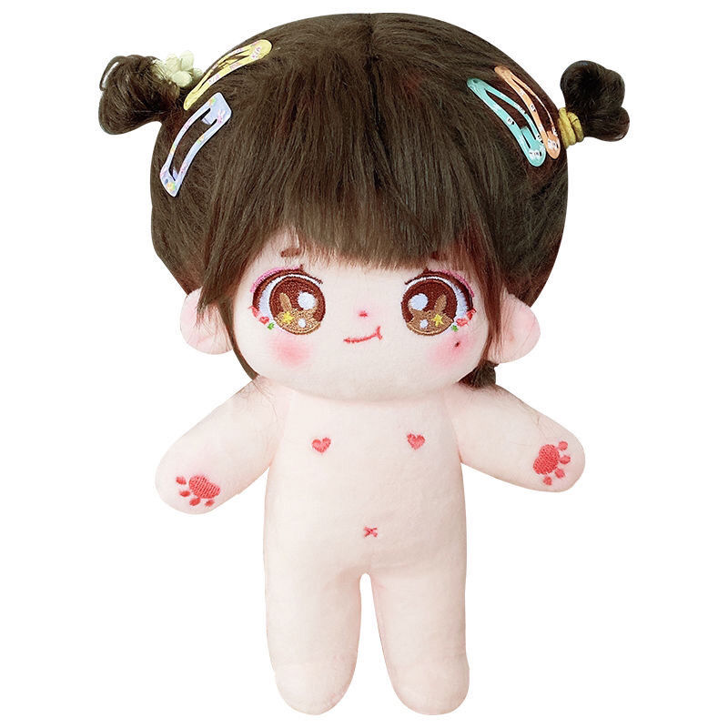 棉花娃娃有骨架白兔酥炸毛棉花娃娃20cm现货裸娃无属性公仔妮可喵喵