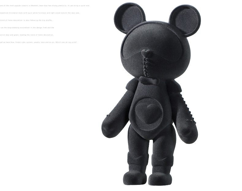 北欧ins轻奢高级欧式暴力熊积木熊黑灰三色树脂星际熊摆件客厅桌面