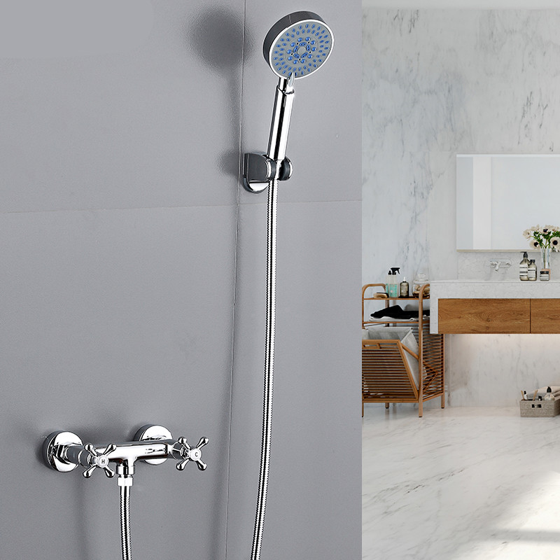 双把双控全铜双开淋浴龙头冷热水龙头暗装浴室混水阀洗澡花洒开关双把