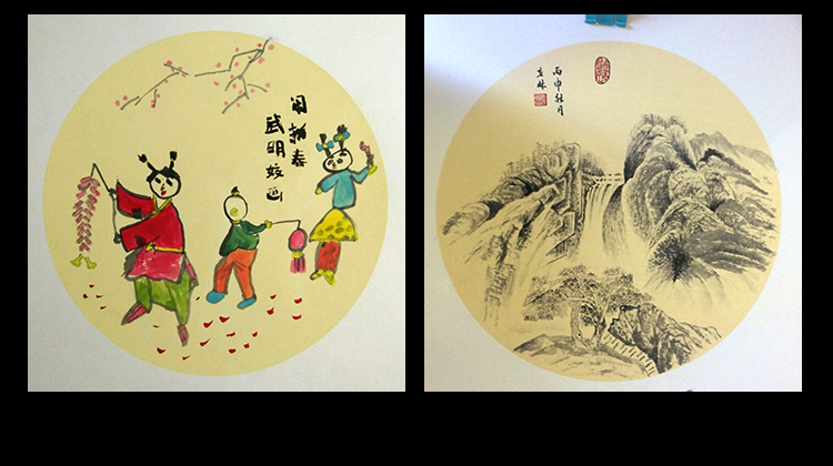 镜片纸美术半生熟半熟圆形方形儿童宣卡生宣纸镜面绘画书法作品专用