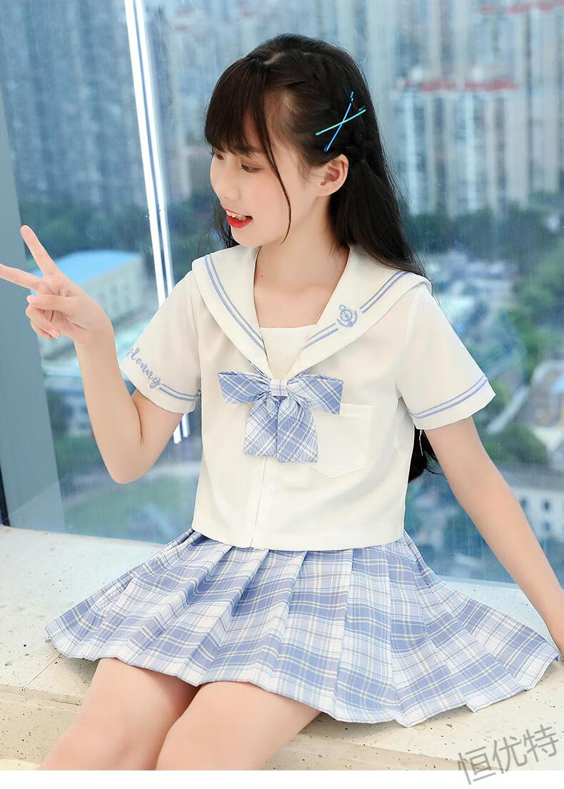 夏天穿的套装水手1百褶裙 3666拉链衬衫 联系客服自选裙子【送领结】