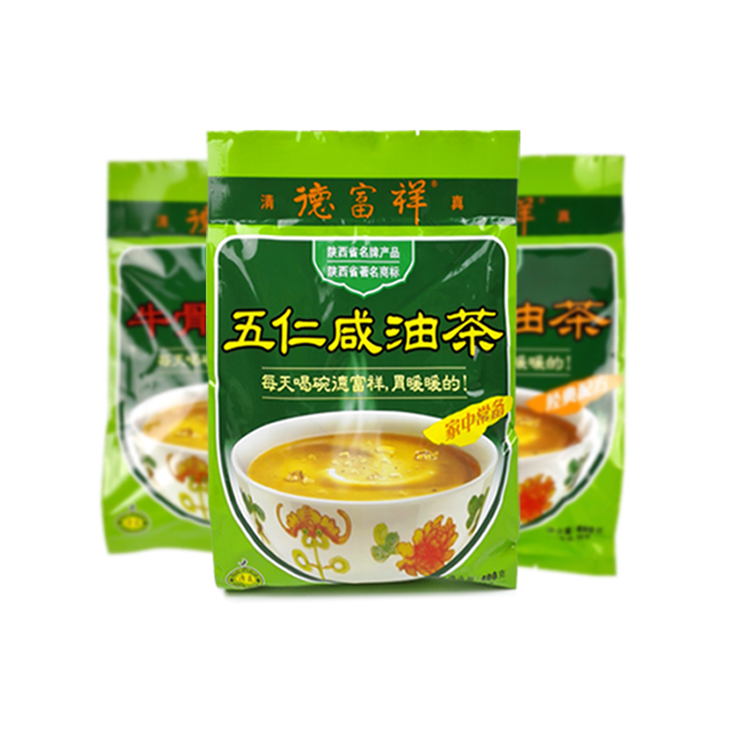 德富祥牛骨髓油茶400g陕西特产传统营养早餐冲调粉五仁甜五仁咸油茶面