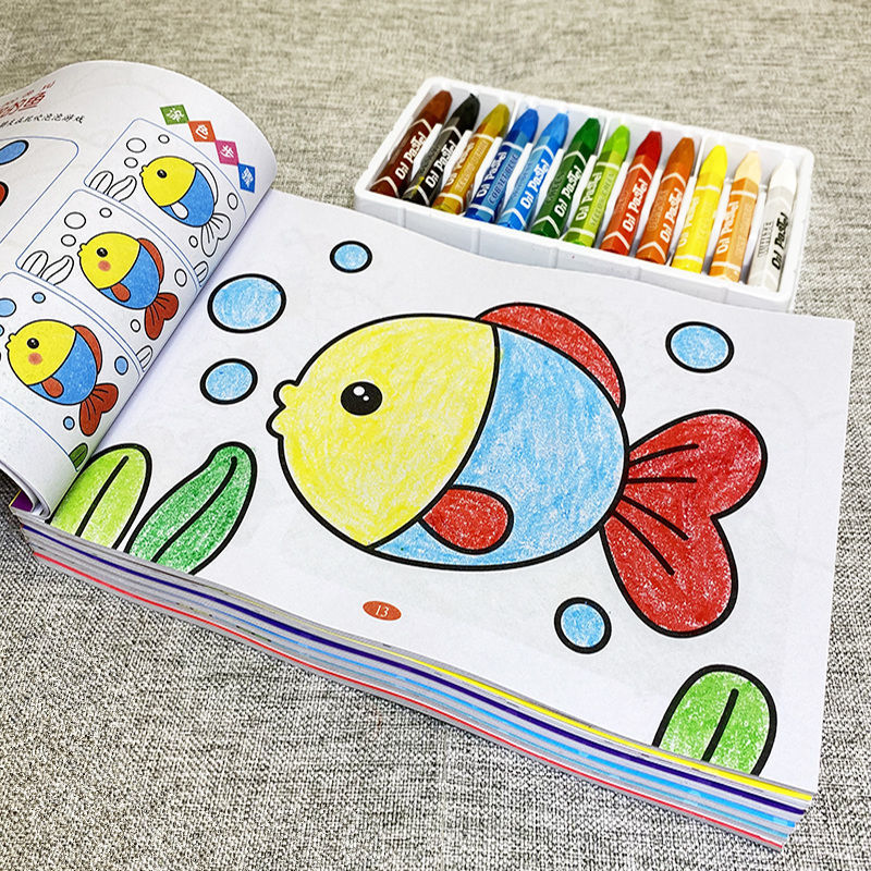 儿童涂色本2-3-6岁宝宝画画书启蒙涂鸦填色本图画册幼儿园绘画本君诚