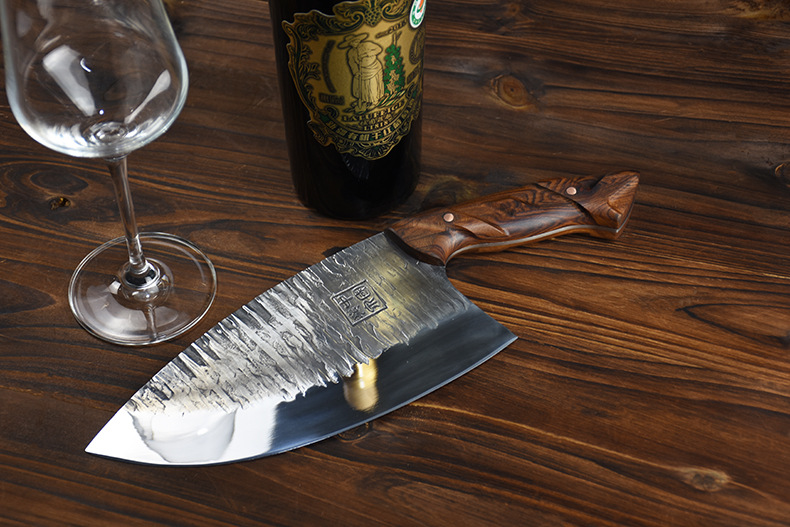 焱戟鱼刀弧形尖头锋利切片刀龙泉古锻手工锻打老式家用菜刀厨师刀具