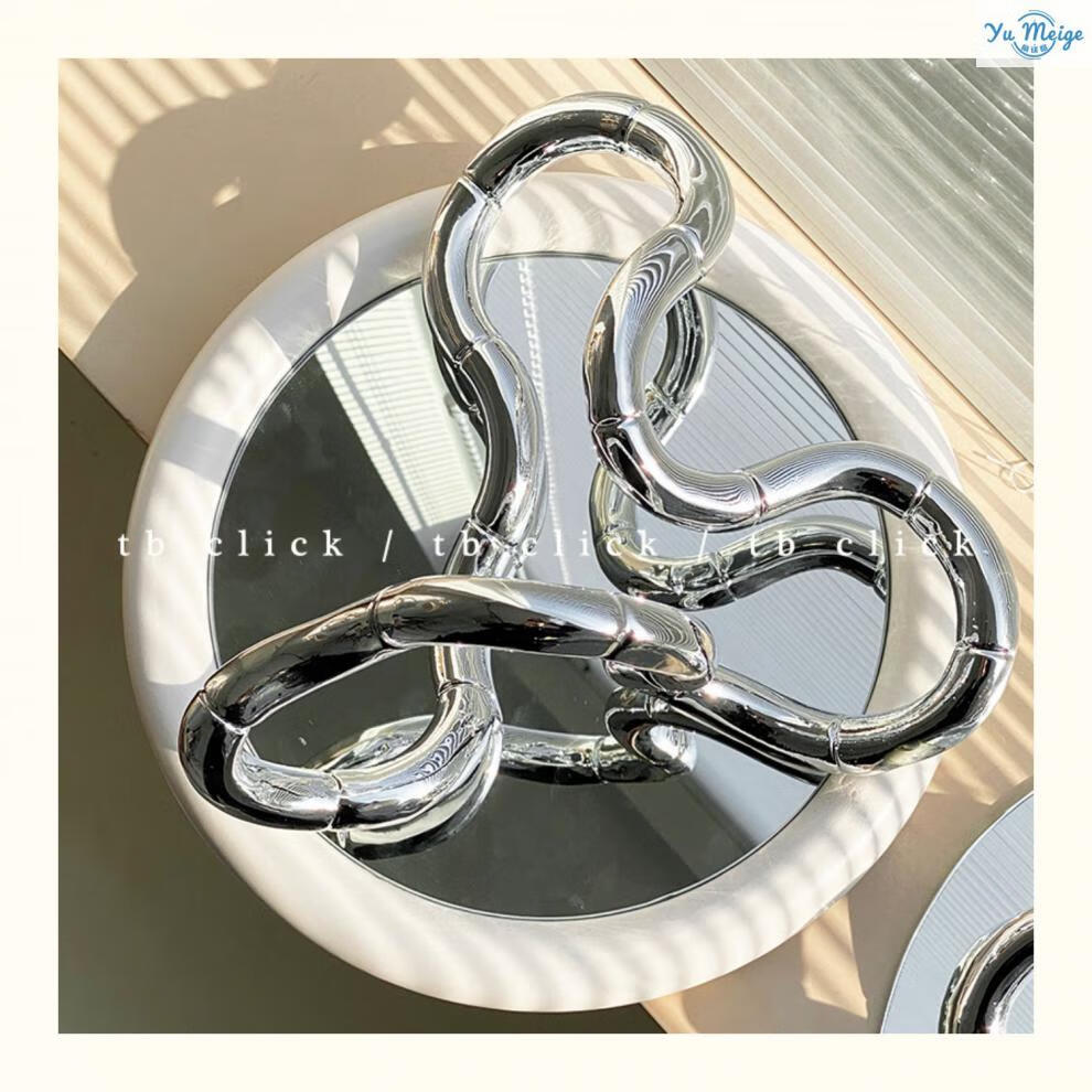 click中古抽象艺术摆件雕塑扭曲不规则造型银色莫比乌斯环未来感 银色
