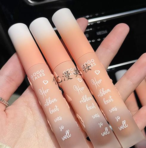 【优选精品】戈戈舞浮雕蝴蝶结唇泥gogotales丝绒雾面