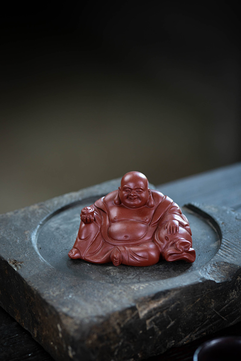 官方旗舰yuzhongsha宜兴紫砂茶宠佛摆件大红袍弥勒佛如来雕塑茶具创意