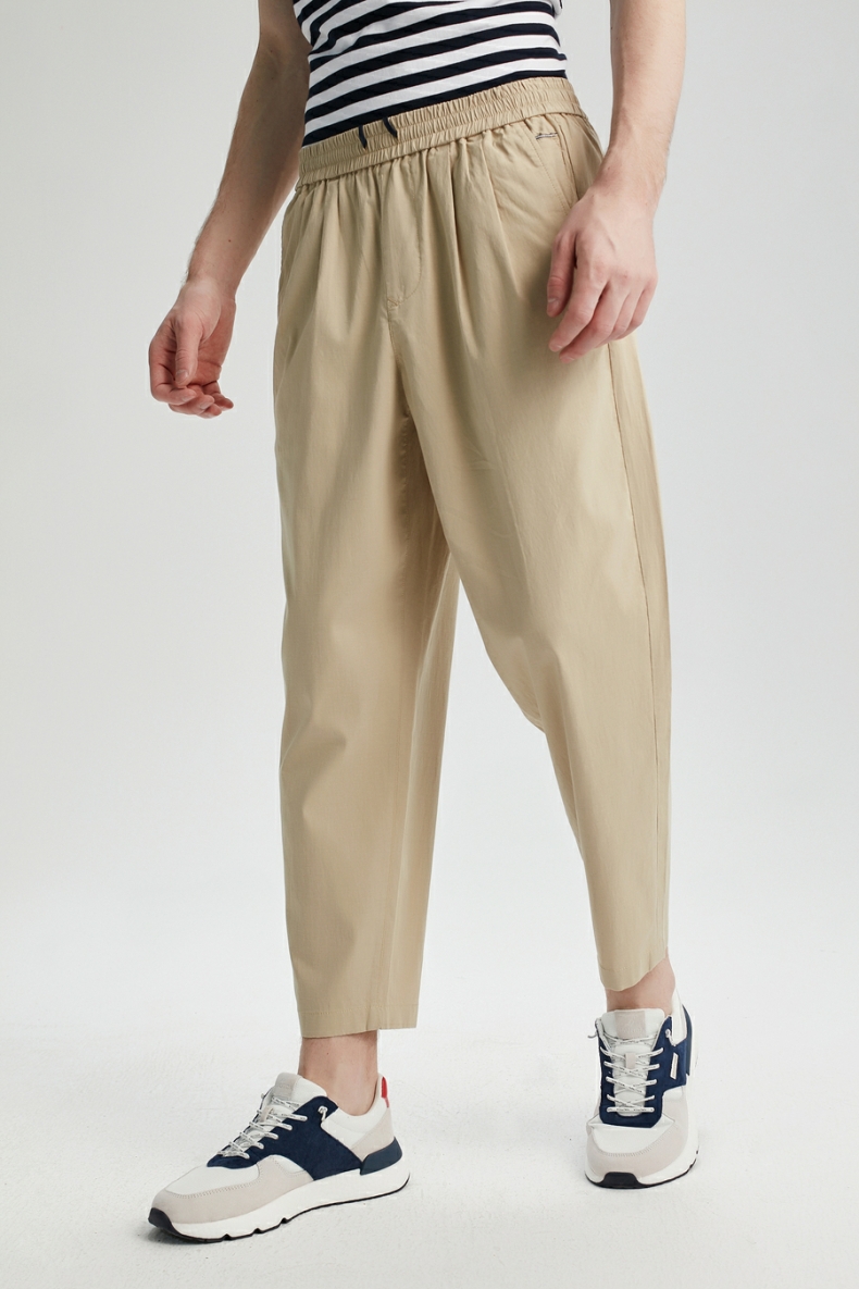 nautica诺帝卡男装2021夏季男士宽松时尚休闲梭织裤子男pc1290 浅卡其