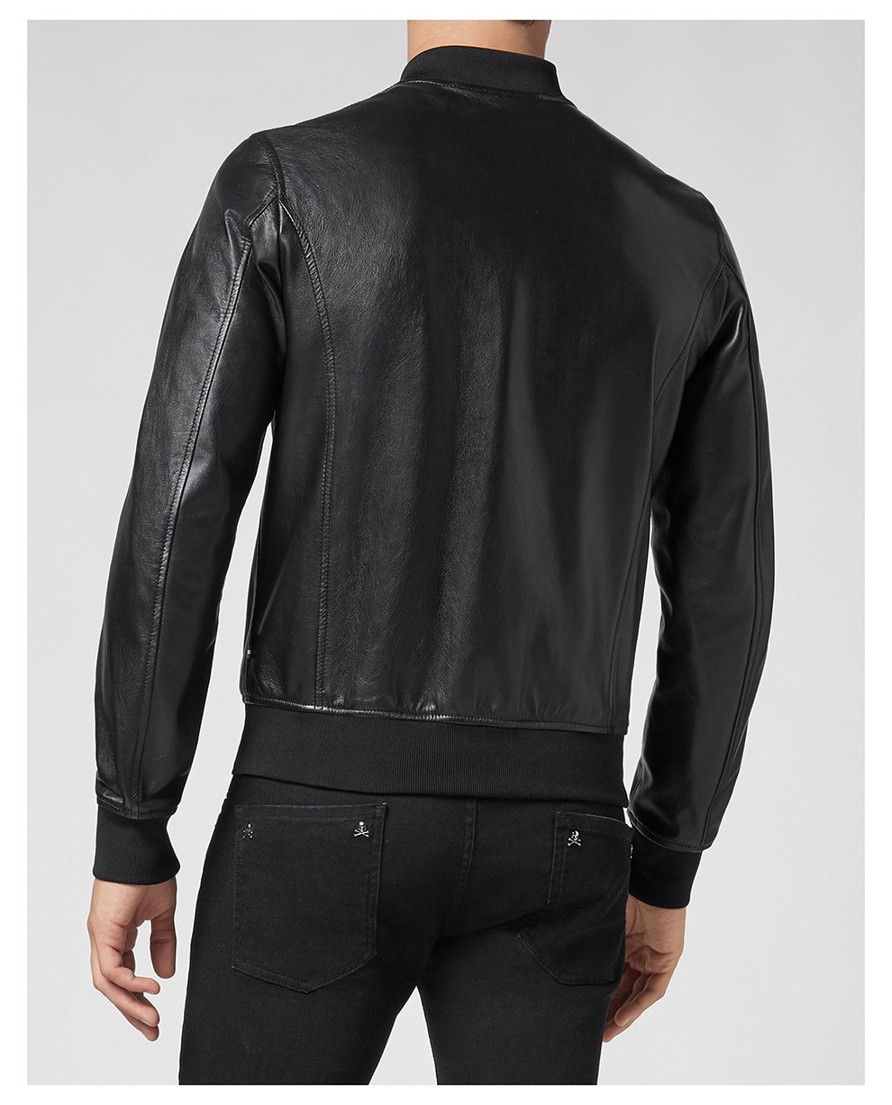 philippplein菲利浦普莱因新款皮衣男士纳帕皮革时尚飞行夹克外套奢侈