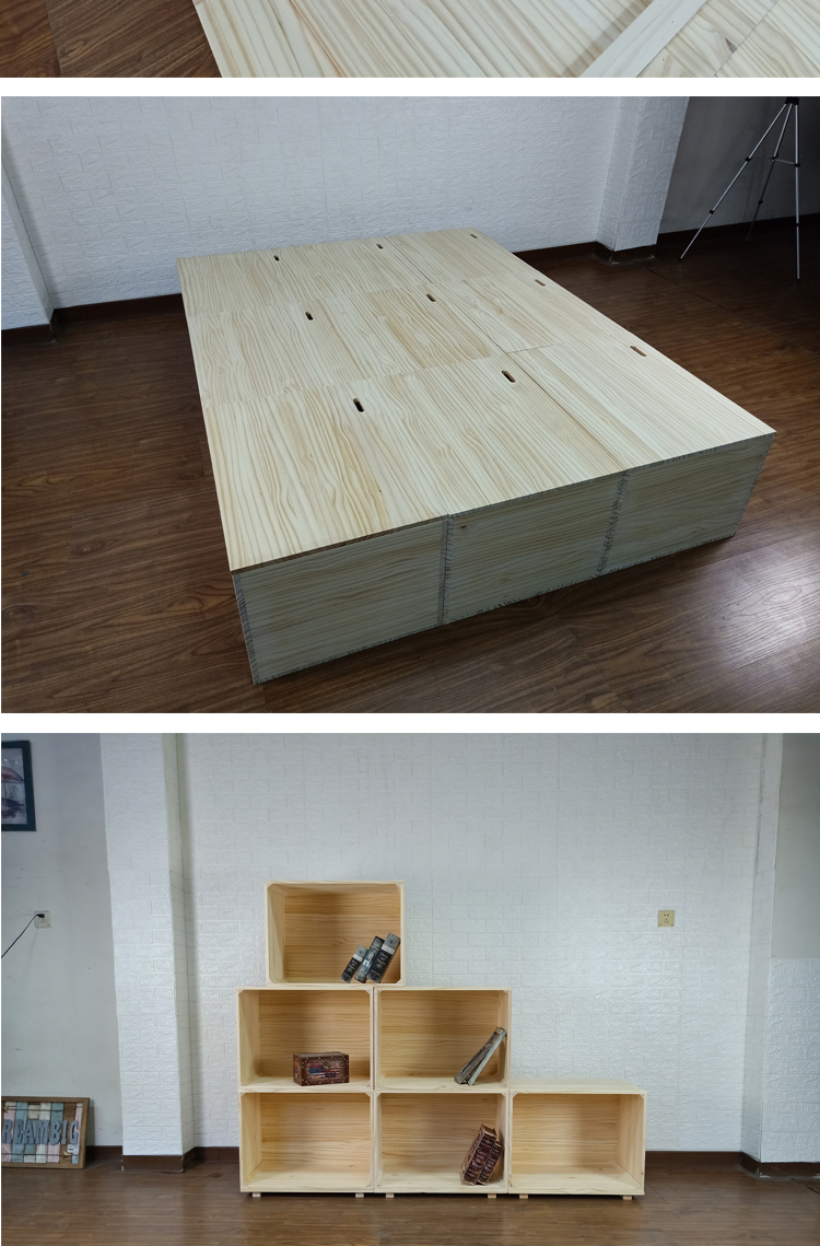 新年礼物木箱子拼床榻榻米床组合收纳箱简约板式床飘窗柜储物箱实木床