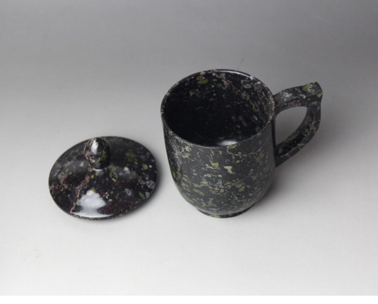 汝阳汝石梅花玉长寿石麦饭石保健茶杯石头杯子玉石杯