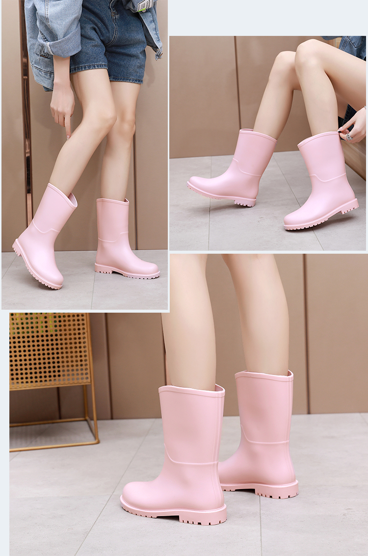 韩国时尚新款中筒学生雨靴春夏雨鞋女士纯色水鞋可爱防滑胶鞋套鞋印花