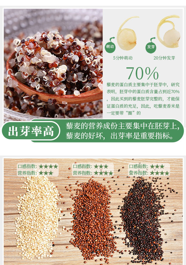 有机三色藜麦代餐 高原红黑白黎麦米粮罐装600克 600g有机三色藜麦