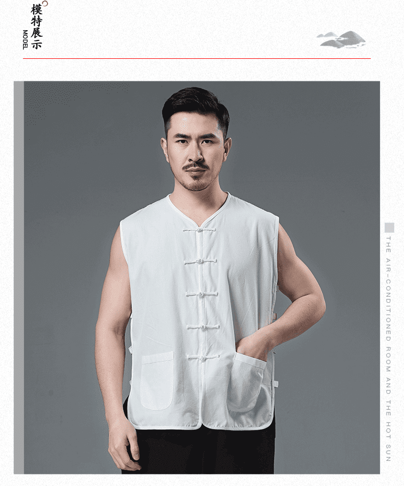 佐鑫老头衫中老年男士汗衫棉麻唐装马褂马甲男中式夏季坎肩老头衫汗衫