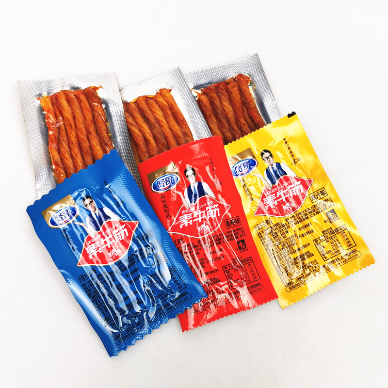 贤哥素牛筋散装500g名嘴一哥辣条香辣牛肉鸡汁味办公小零食5斤袋牛肉