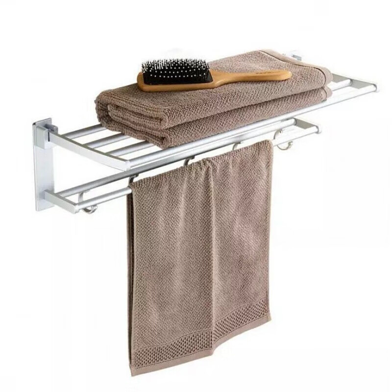 太空铝卫生间折叠毛巾架小尺寸厕所浴巾架浴室五金挂件4050cm长小活动