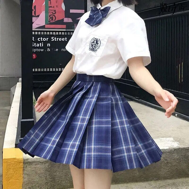 2021夏新款星象仪jk格裙制服水手服套装日系学生百褶裙星象仪白短袖格