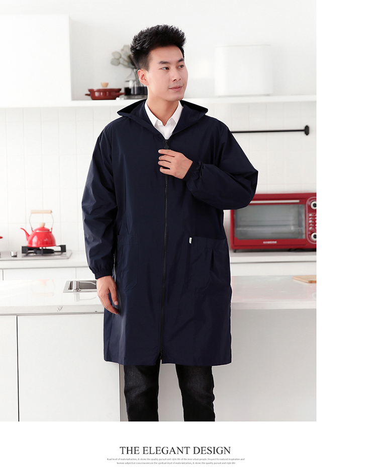 男士防水罩衣大人时尚工作服外套家用厨房防油冬长袖围裙定制loo黑色