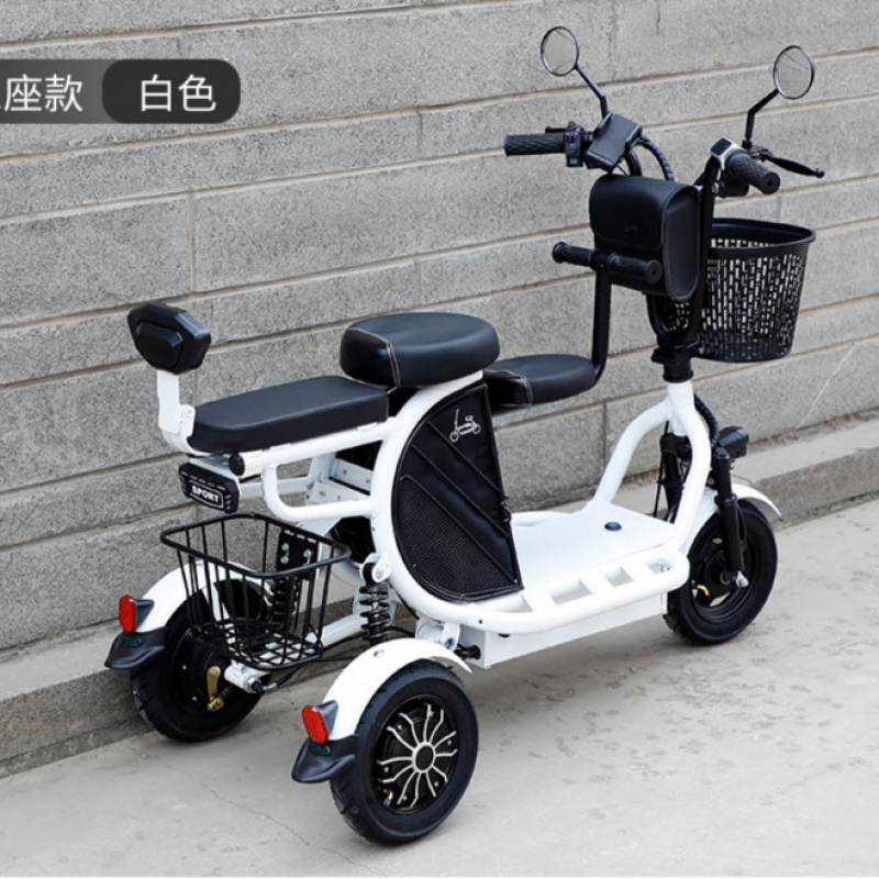 五星钻豹电动三轮车 家用小型同款亲子三座电动三轮车锂电可提充电